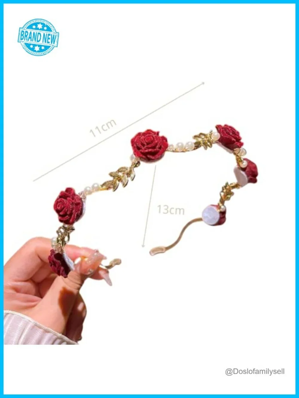 Valentine Rose Gold Metal Headband Hair Clip Flower Hair Accessory Elegant
